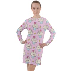 Kawaii Cupcake  Long Sleeve Hoodie Dress