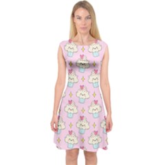 Kawaii Cupcake  Capsleeve Midi Dress by lisamaisak