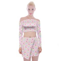 Kawaii Cupcake  Off Shoulder Top With Mini Skirt Set by lisamaisak