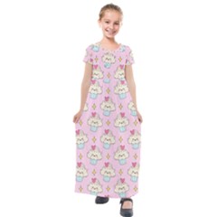 Kawaii Cupcake  Kids  Short Sleeve Maxi Dress by lisamaisak