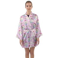 Kawaii Cupcake  Long Sleeve Satin Kimono by lisamaisak