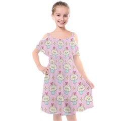 Kawaii Cupcake  Kids  Cut Out Shoulders Chiffon Dress by lisamaisak