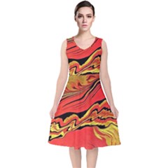 Warrior s Spirit  V-neck Midi Sleeveless Dress 