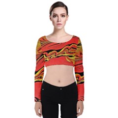 Warrior s Spirit  Velvet Long Sleeve Crop Top by BrenZenCreations