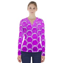 Hexagon Windows V-neck Long Sleeve Top by essentialimage