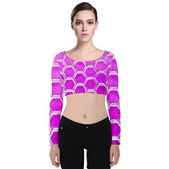 Hexagon Windows Velvet Long Sleeve Crop Top by essentialimage