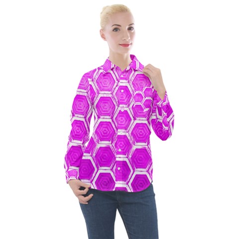 Hexagon Windows Women s Long Sleeve Pocket Shirt by essentialimage