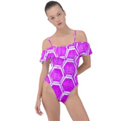 Hexagon Windows Frill Detail One Piece Swimsuit