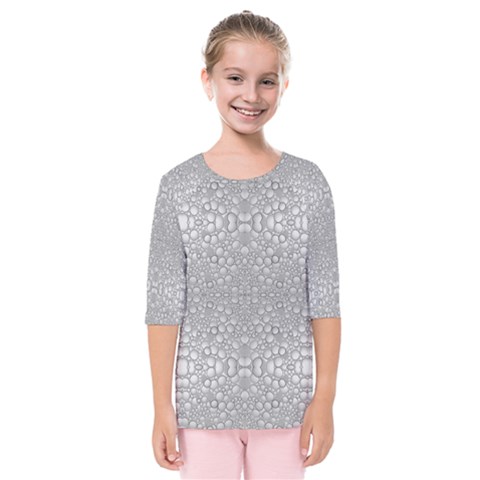 Modern Ornate Geometric Silver Pattern Kids  Quarter Sleeve Raglan Tee by dflcprintsclothing