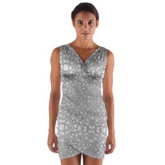 Modern Ornate Geometric Silver Pattern Wrap Front Bodycon Dress by dflcprintsclothing