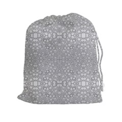 Modern Ornate Geometric Silver Pattern Drawstring Pouch (2xl) by dflcprintsclothing