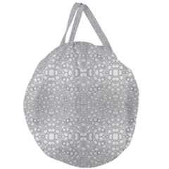 Modern Ornate Geometric Silver Pattern Giant Round Zipper Tote