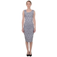 Modern Ornate Geometric Silver Pattern Sleeveless Pencil Dress by dflcprintsclothing