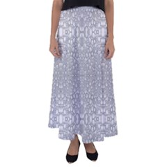 Modern Ornate Geometric Silver Pattern Flared Maxi Skirt by dflcprintsclothing