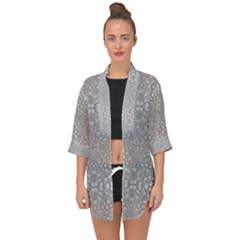 Modern Ornate Geometric Silver Pattern Open Front Chiffon Kimono by dflcprintsclothing