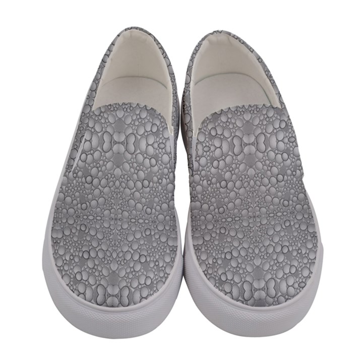 Modern Ornate Geometric Silver Pattern Women s Canvas Slip Ons