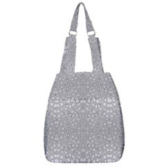 Modern Ornate Geometric Silver Pattern Center Zip Backpack