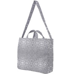 Modern Ornate Geometric Silver Pattern Square Shoulder Tote Bag