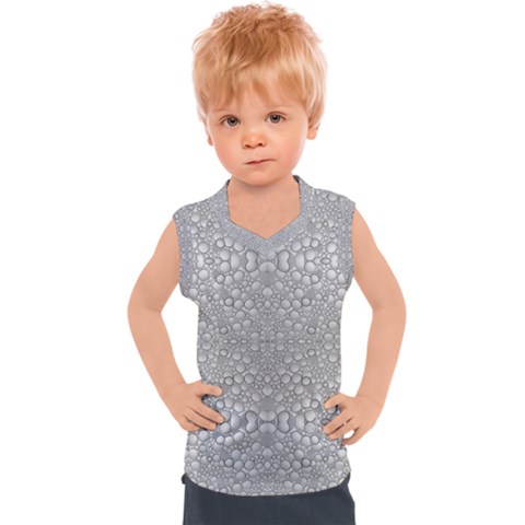 Modern Ornate Geometric Silver Pattern Kids  Sport Tank Top by dflcprintsclothing