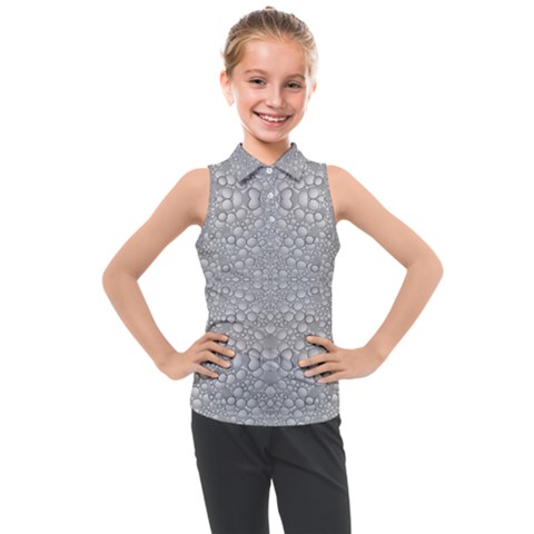 Modern Ornate Geometric Silver Pattern Kids  Sleeveless Polo Tee by dflcprintsclothing