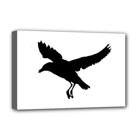 Seagull Flying Silhouette Drawing 2 Deluxe Canvas 18  X 12  (stretched) by dflcprintsclothing