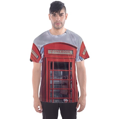 London Calling With Classic British Phonebooth - Bw & Color From Fonebook Men s Sport Mesh Tee by 2853937