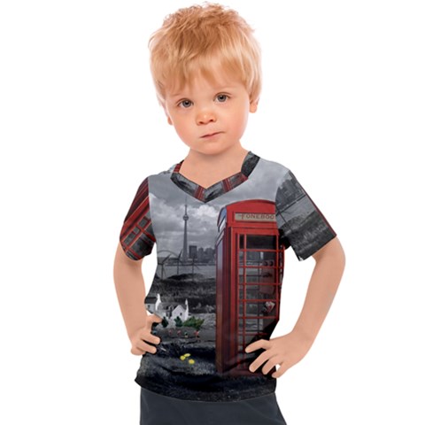 London Calling With Classic British Phonebooth - Bw & Color From Fonebook Kids  Sports Tee by 2853937