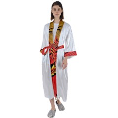 Warrior Spirit Maxi Satin Kimono by BrenZenCreations