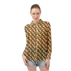 Abstract Illusion Long Sleeve Chiffon Shirt