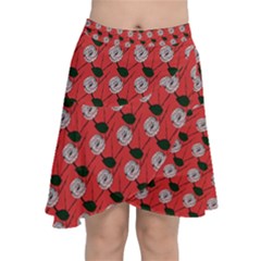 Flowers Pattern Chiffon Wrap Front Skirt by Sparkle