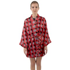 Flowers Pattern Long Sleeve Satin Kimono by Sparkle