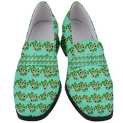 Flowers Pattern Women s Chunky Heel Loafers by Sparkle