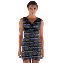 Abstract Illusion Wrap Front Bodycon Dress by Sparkle