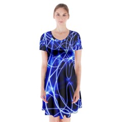 Lines Flash Light Mystical Fantasy Short Sleeve V-neck Flare Dress