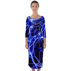 Lines Flash Light Mystical Fantasy Quarter Sleeve Midi Bodycon Dress