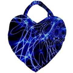 Lines Flash Light Mystical Fantasy Giant Heart Shaped Tote by Dutashop