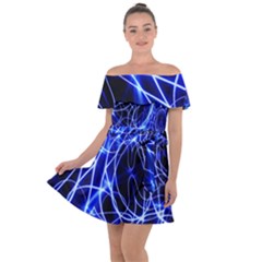 Lines Flash Light Mystical Fantasy Off Shoulder Velour Dress by Dutashop