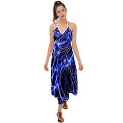 Lines Flash Light Mystical Fantasy Halter Tie Back Dress 