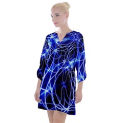 Lines Flash Light Mystical Fantasy Open Neck Shift Dress by Dutashop