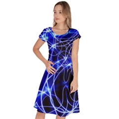 Lines Flash Light Mystical Fantasy Classic Short Sleeve Dress by Dutashop