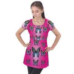 Butterfly Puff Sleeve Tunic Top