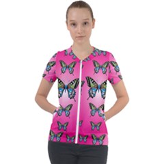 Butterfly Short Sleeve Zip Up Jacket