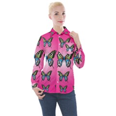 Butterfly Women s Long Sleeve Pocket Shirt