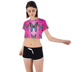 Butterfly Tie Back Short Sleeve Crop Tee by Dutashop