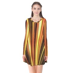 Energy Flash Futuristic Glitter Long Sleeve V-neck Flare Dress by Dutashop