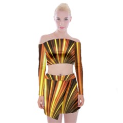 Energy Flash Futuristic Glitter Off Shoulder Top With Mini Skirt Set by Dutashop