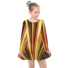 Energy Flash Futuristic Glitter Kids  Long Sleeve Dress by Dutashop