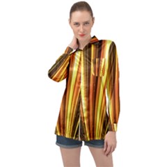 Energy Flash Futuristic Glitter Long Sleeve Satin Shirt