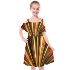 Energy Flash Futuristic Glitter Kids  Cut Out Shoulders Chiffon Dress