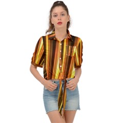 Energy Flash Futuristic Glitter Tie Front Shirt  by Dutashop